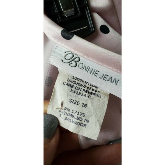 50's Skirt Girl's Size 16 Pink w/t Black Polka Dots Full Underneath Bonnie Jean - Picture 5 of 8